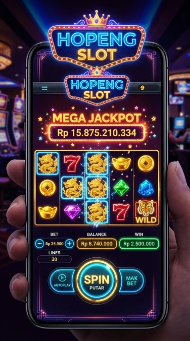 Tampilan antarmuka utama aplikasi hopengslot